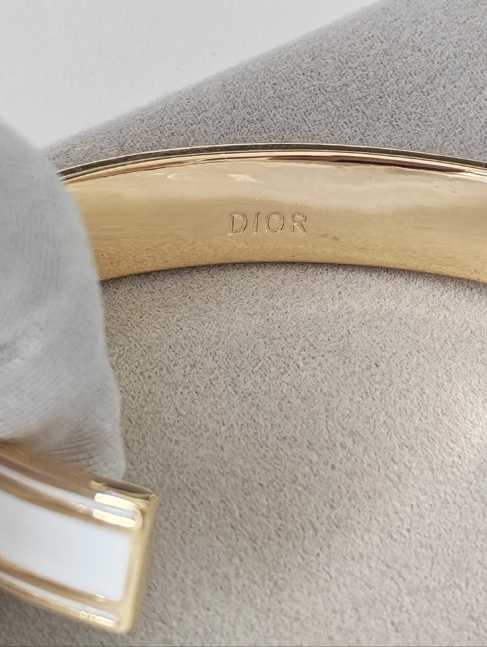 Gold & White Enamel Code Bangle - Picture 3 of 4